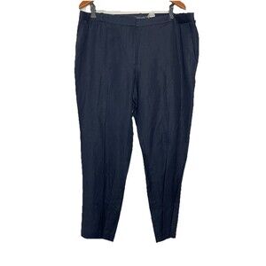 Tommy Hilfiger Women's Plus 16 Radcliffe Pants Navy Blue Linen Rayon Slim Ankle